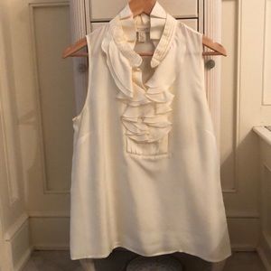 JCrew silk cream sleeveless blouse 10